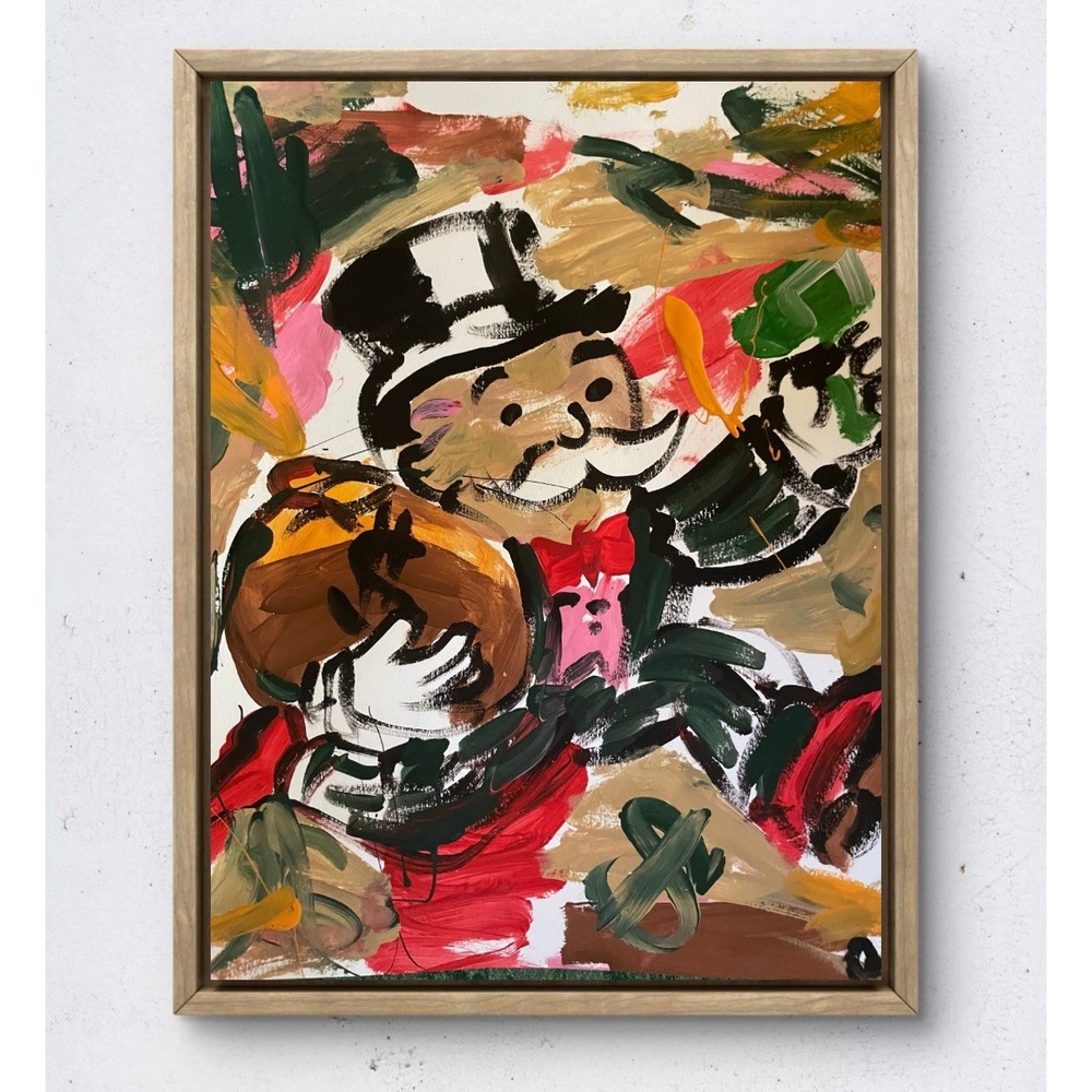 Oman Hosea Original Art 9x12 Neo Expressionist Monopoly Man Painting Fine Art